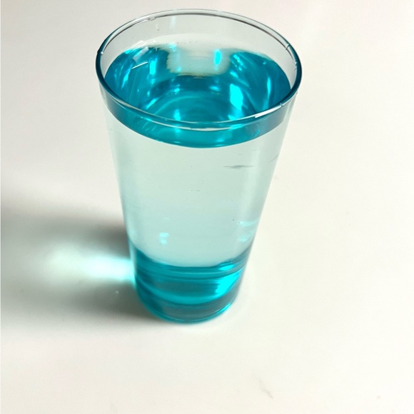 Aqua Blue Glass Tumblers / Tropical Cocktail Glasses Set of 4 - Picture 5 of 12